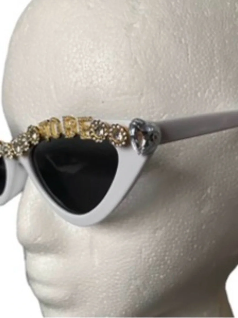 Bride To Be Rhinestone Accent White Cat Eye Sunglasses